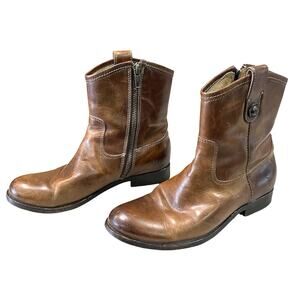 Women's Size 6B Frye Boots Melissa Button Short Brown Riding Style 77897-Western